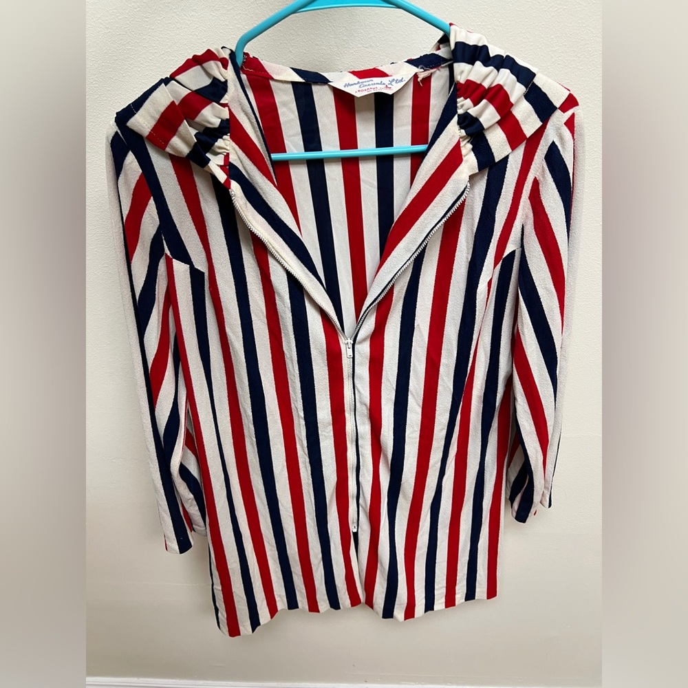 Vintage 1970s zippered jacket red white and blue